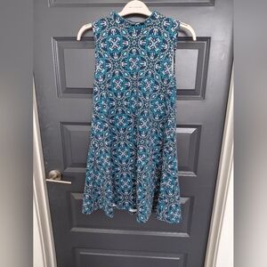 🌟 All For Color Teal and White Patterned Mini Dress